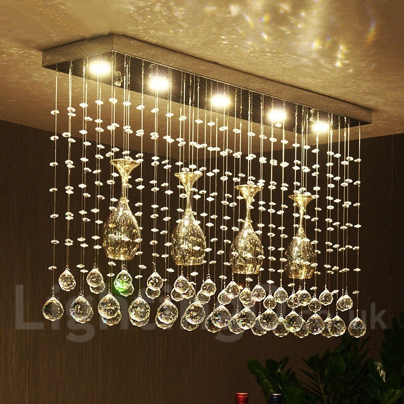 5 světel Moderní křišťálové stropní závěsné svítidlo svítidla s vnitřním lustrem