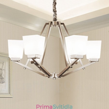 6 světel Chromové závěsné svítidlo Vnitřní moderní lustr Domácí závěsná svítidla Svítidla se skleněnými stínidly