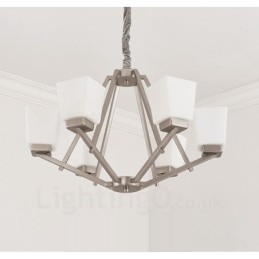 6 světel Chromové závěsné svítidlo Vnitřní moderní lustr Domácí závěsná svítidla Svítidla se skleněnými stínidly