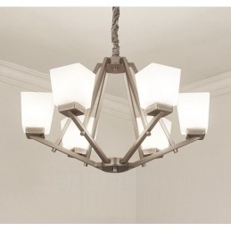 6 světel Chromové závěsné svítidlo Vnitřní moderní lustr Domácí závěsná svítidla Svítidla se skleněnými stínidly