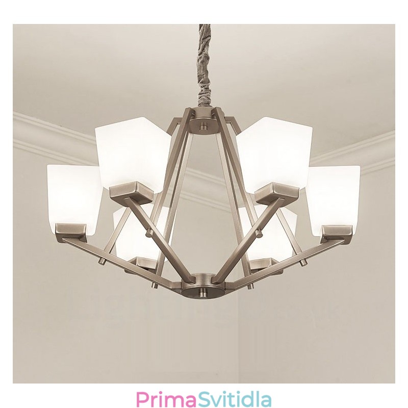 6 světel Chromové závěsné svítidlo Vnitřní moderní lustr Domácí závěsná svítidla Svítidla se skleněnými stínidly