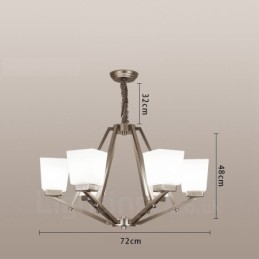 6 světel Chromové závěsné svítidlo Vnitřní moderní lustr Domácí závěsná svítidla Svítidla se skleněnými stínidly