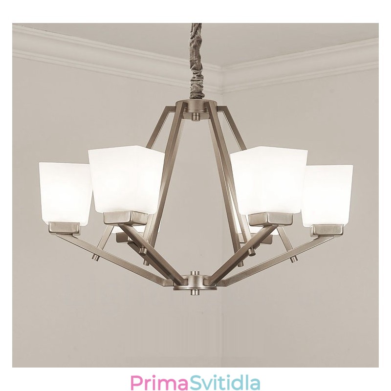 6 světel Chromové závěsné svítidlo Vnitřní moderní lustr Domácí závěsná svítidla Svítidla se skleněnými stínidly