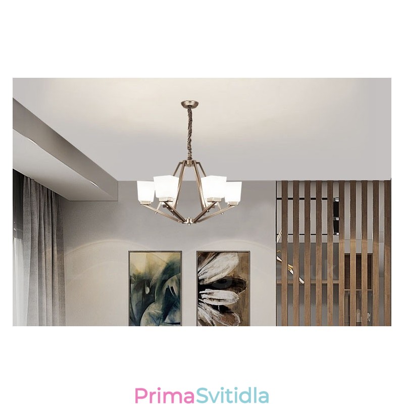 6 světel Chromové závěsné svítidlo Vnitřní moderní lustr Domácí závěsná svítidla Svítidla se skleněnými stínidly