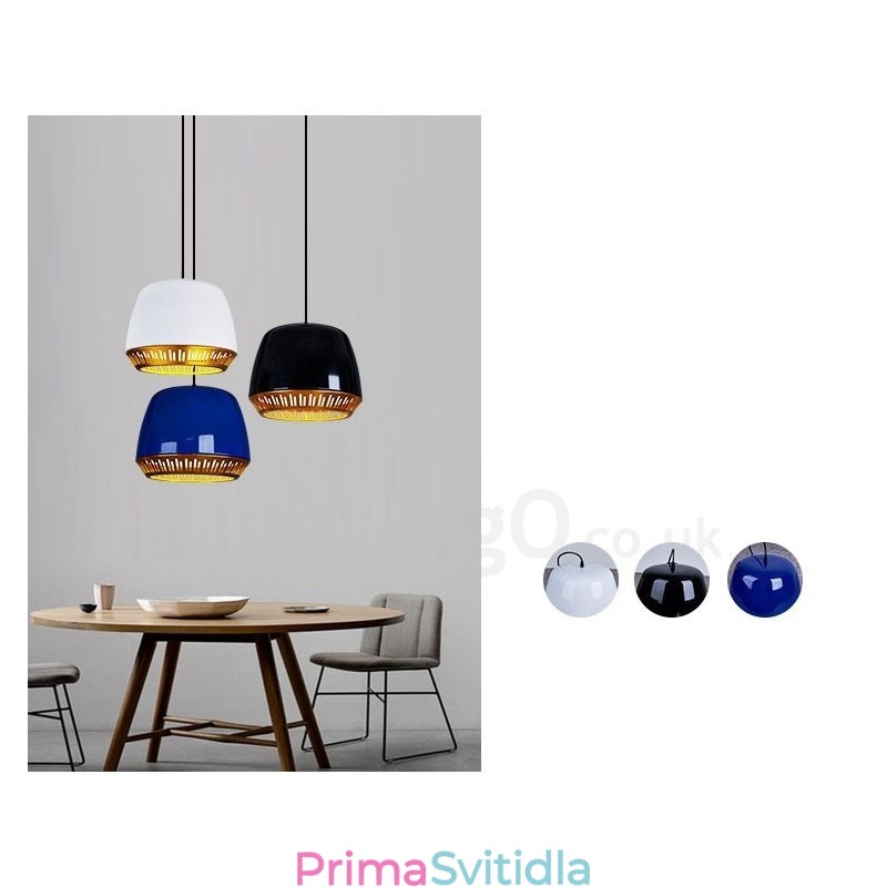 1 Lehké moderní moderní závěsné svítidlo s černou bílou červenou modrým odstínem