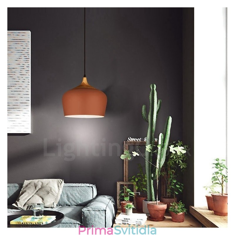 1 Lehká moderní současná závěsná lampa s bílým červeným modrým odstínem