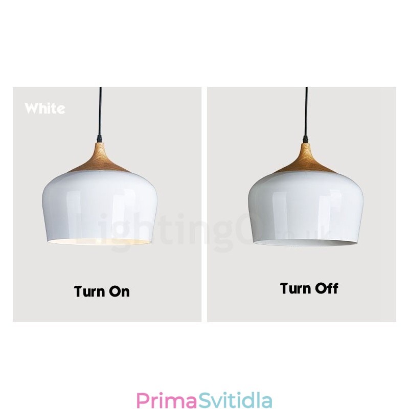 1 Lehká moderní současná závěsná lampa s bílým červeným modrým odstínem