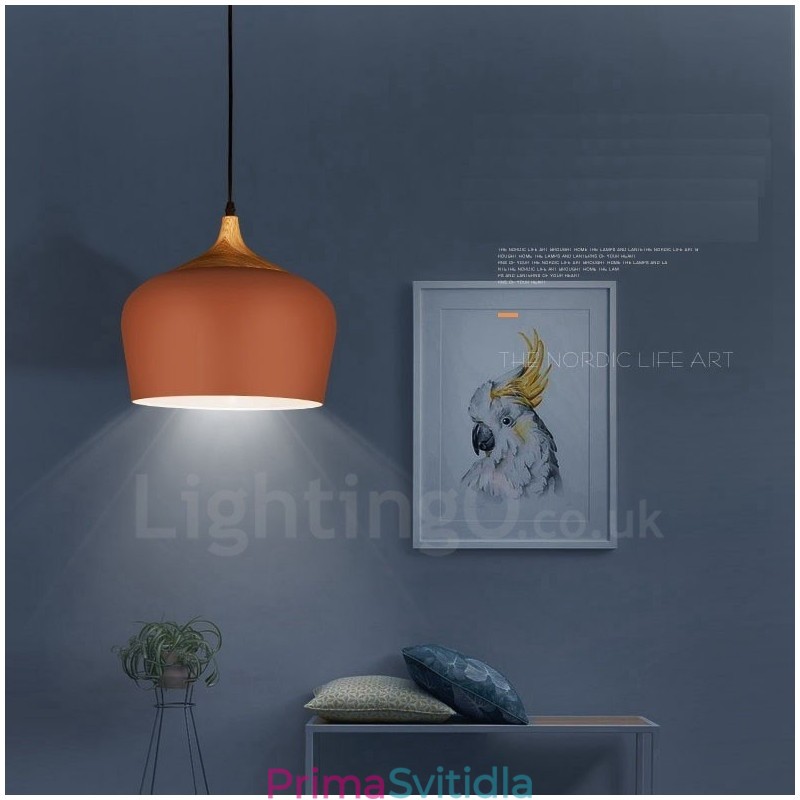 1 Lehká moderní současná závěsná lampa s bílým červeným modrým odstínem