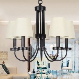 5 Light Retro Contemporary Black Candle Style Lustr