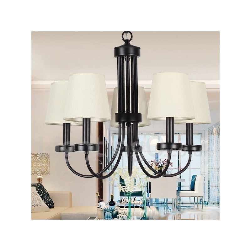 5 Light Retro Contemporary Black Candle Style Lustr