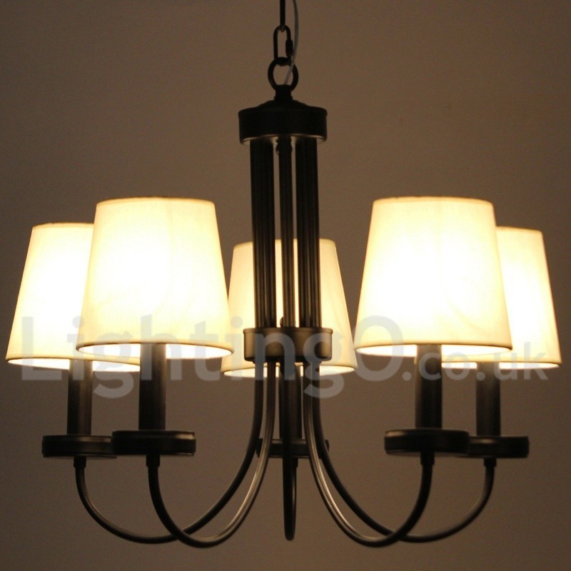 5 Light Retro Contemporary Black Candle Style Lustr