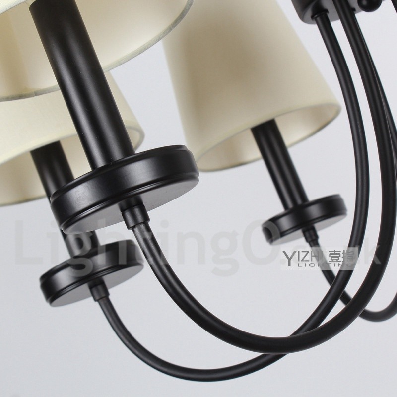 5 Light Retro Contemporary Black Candle Style Lustr
