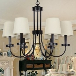 6 Light Retro Contemporary Black Candle Style Lustr