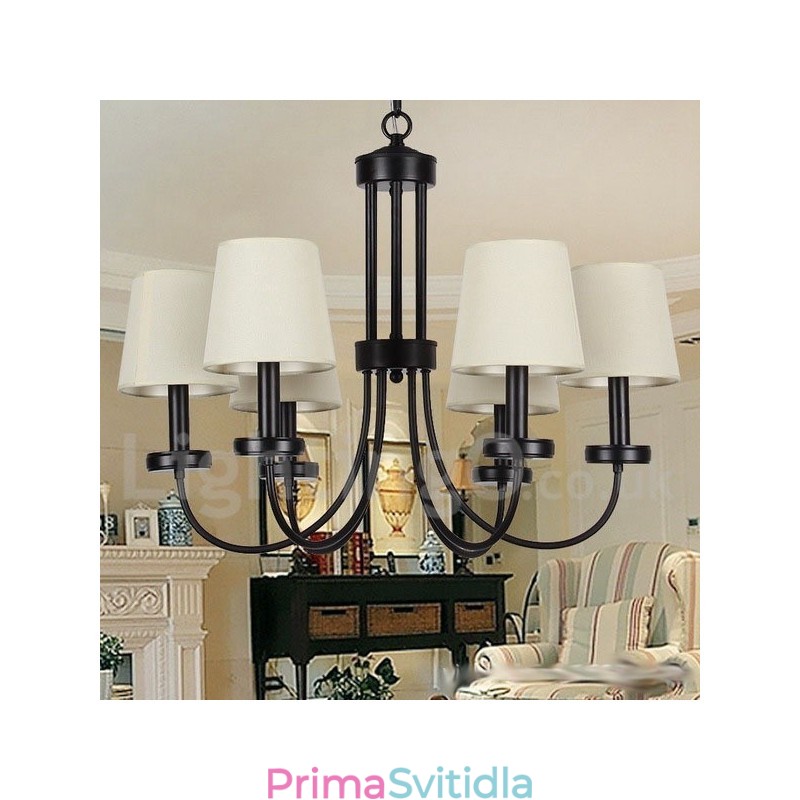 6 Light Retro Contemporary Black Candle Style Lustr