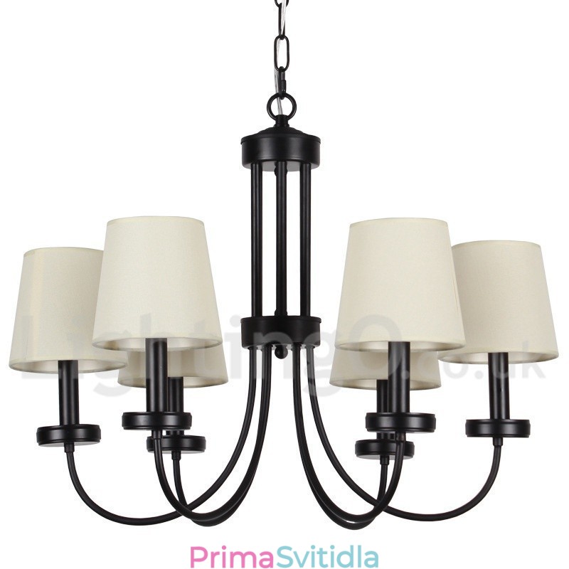 6 Light Retro Contemporary Black Candle Style Lustr