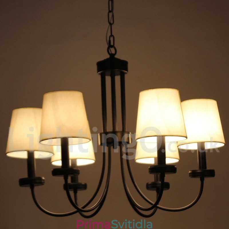 6 Light Retro Contemporary Black Candle Style Lustr