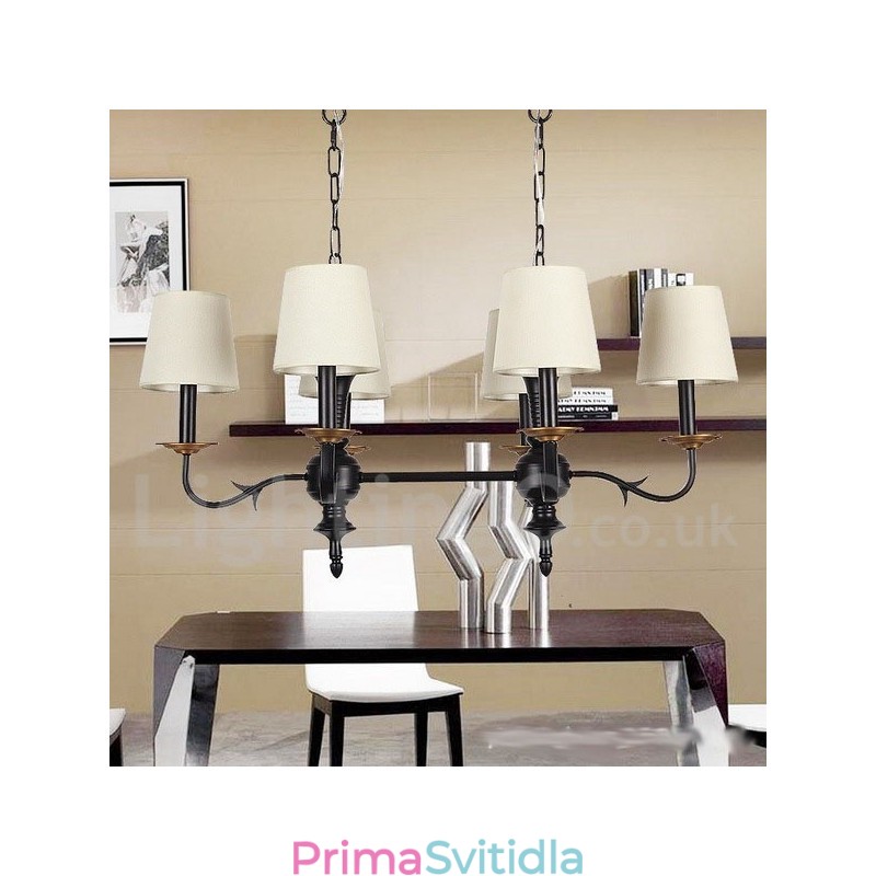 6 Světlý rustikální lustr ve stylu Retro Black Candle