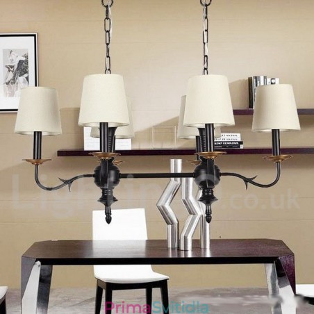 6 Světlý rustikální lustr ve stylu Retro Black Candle 6 Světlý rustikální lustr ve stylu Retro Black Candle