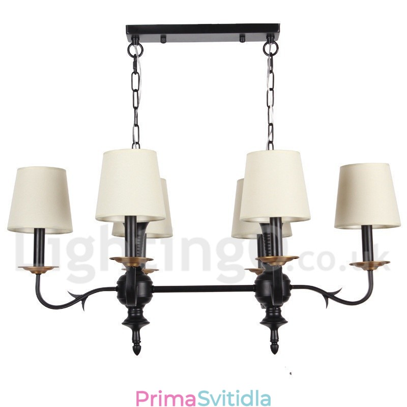 6 Světlý rustikální lustr ve stylu Retro Black Candle