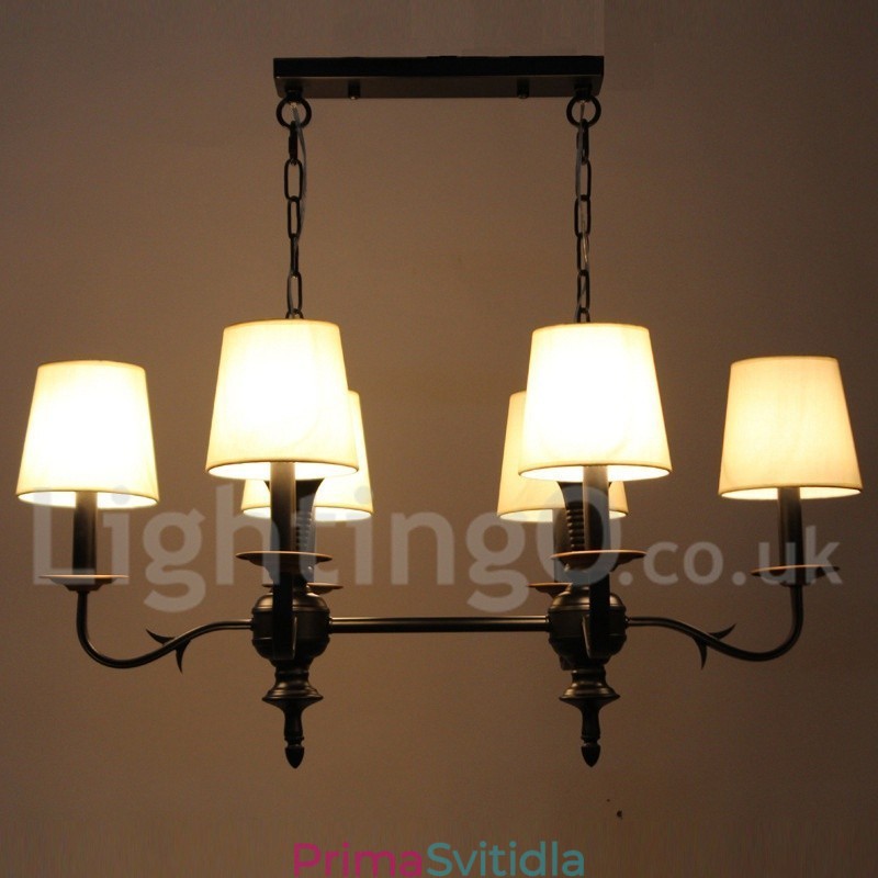 6 Světlý rustikální lustr ve stylu Retro Black Candle