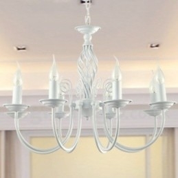 8 Light Contemporary Retro White Candle Style Lustr