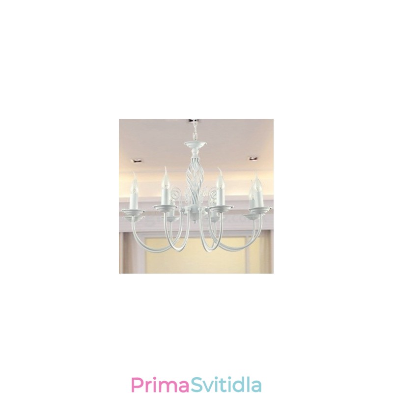 8 Light Contemporary Retro White Candle Style Lustr