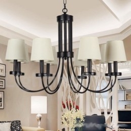 8 Light Retro Contemporary Black Candle Style Lustr