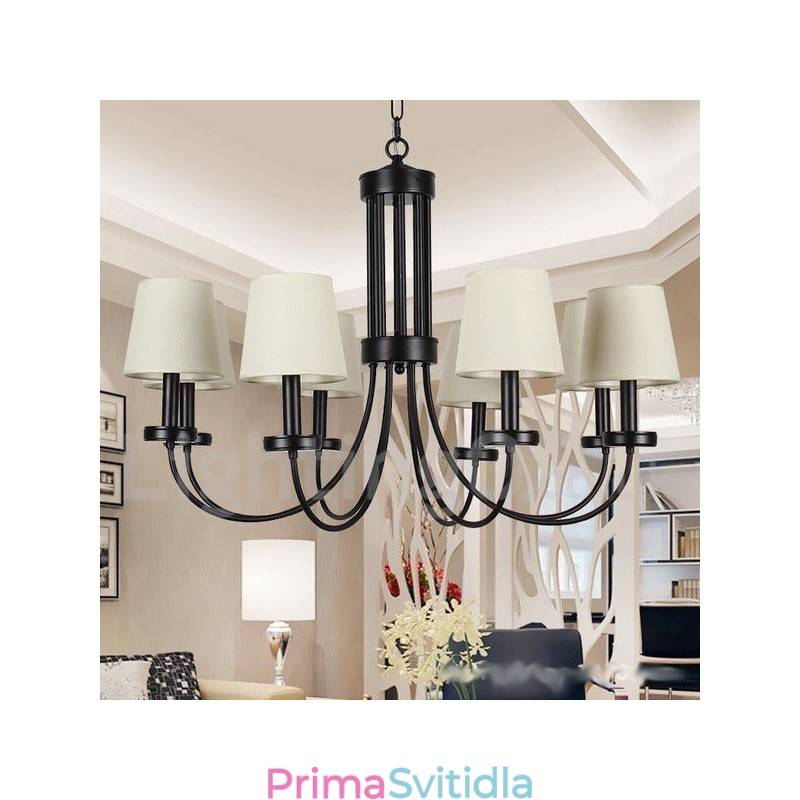 8 Light Retro Contemporary Black Candle Style Lustr