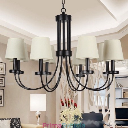 8 Light Retro Contemporary Black Candle Style Lustr 8 Light Retro Contemporary Black Candle Style Lustr