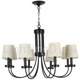 8 Light Retro Contemporary Black Candle Style Lustr