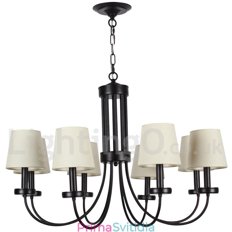 8 Light Retro Contemporary Black Candle Style Lustr
