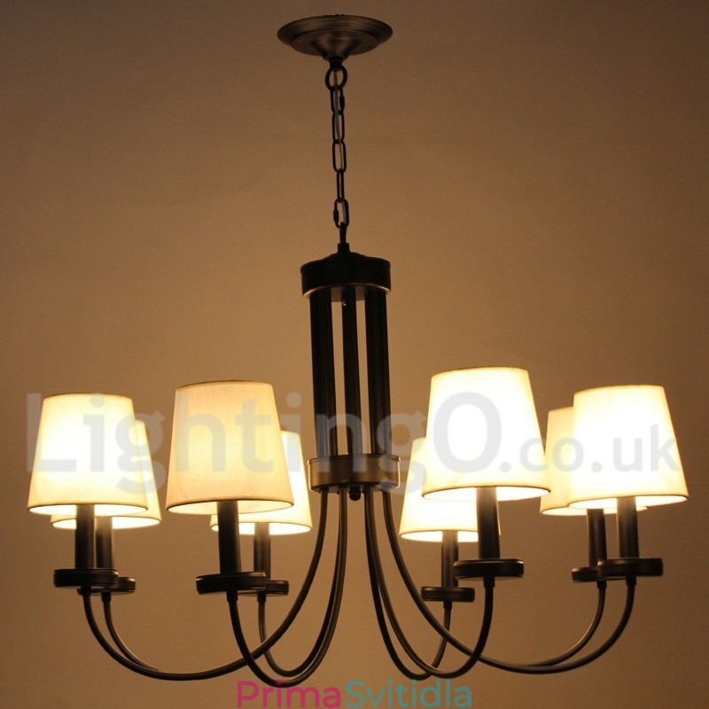 8 Light Retro Contemporary Black Candle Style Lustr