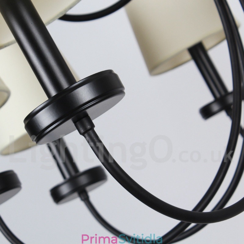 8 Light Retro Contemporary Black Candle Style Lustr