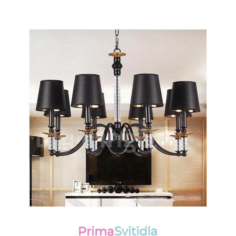 8 Světle černý lustr ve stylu retro svíčka