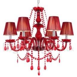 6 Světle červený lustr K9 Crystal Candle Style