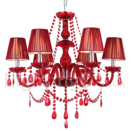 6 Světle červený lustr K9 Crystal Candle Style 6 Světle červený lustr K9 Crystal Candle Style