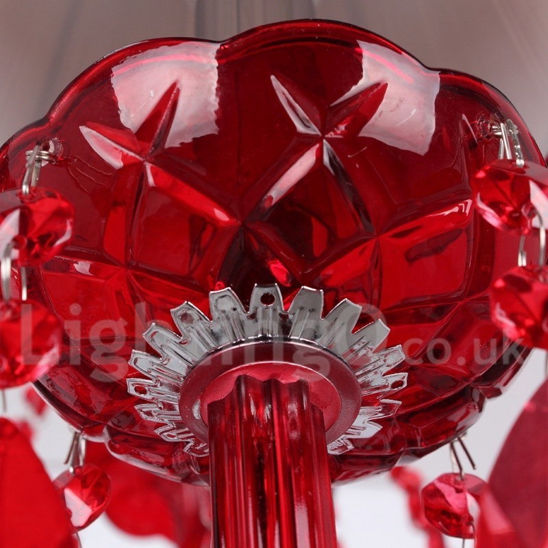 6 Světle červený lustr K9 Crystal Candle Style