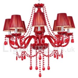 8 Světle červený lustr K9 Crystal Candle Style