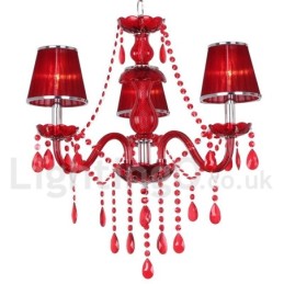 3 Světle červený lustr K9 Crystal Candle Style