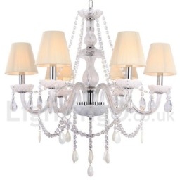 6 Světle bílý lustr K9 Crystal Candle Style