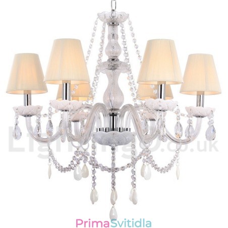 6 Světle bílý lustr K9 Crystal Candle Style 6 Světle bílý lustr K9 Crystal Candle Style