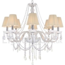 8 Světle bílý lustr K9 Crystal Candle Style