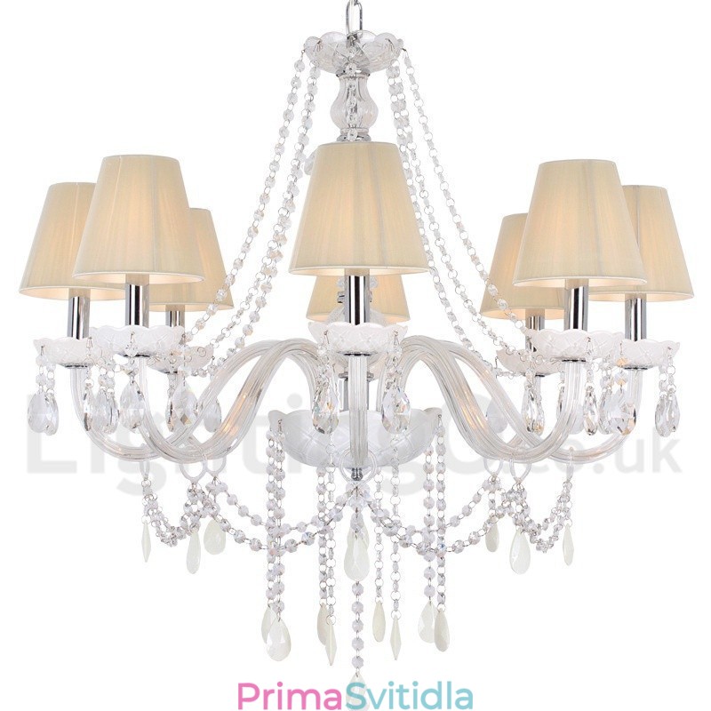 8 Světle bílý lustr K9 Crystal Candle Style