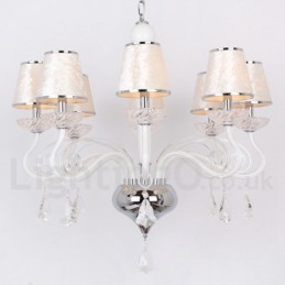 8 Light White Contemporary K9 Crystal Candle Style Lustr