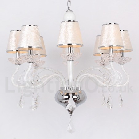 8 Light White Contemporary K9 Crystal Candle Style Lustr 8 Light White Contemporary K9 Crystal Candle Style Lustr