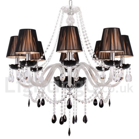 8 Light Contemporary Black Brushed K9 Crystal Candle Style 8 Light Contemporary Black Brushed K9 Crystal Candle Style
