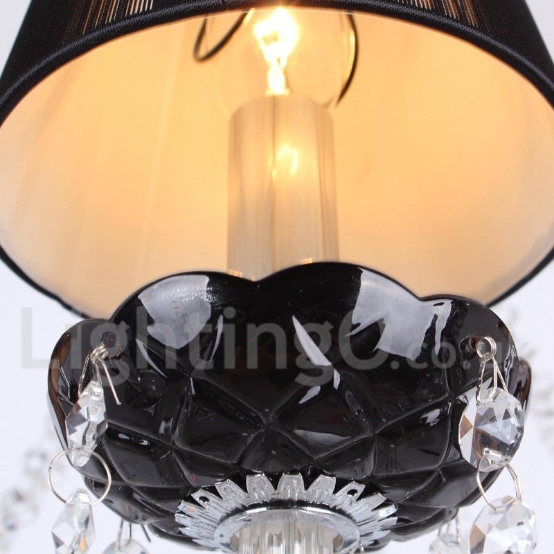 8 Light Contemporary Black Brushed K9 Crystal Candle Style