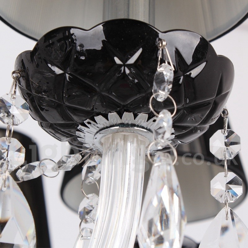 8 Light Contemporary Black Brushed K9 Crystal Candle Style