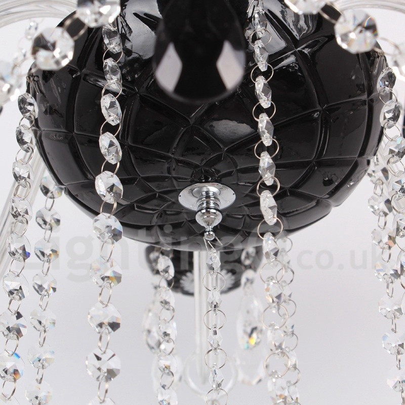 8 Light Contemporary Black Brushed K9 Crystal Candle Style