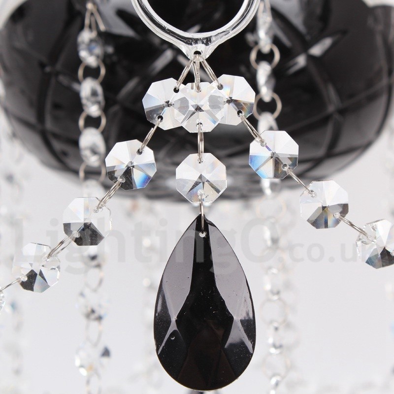 8 Light Contemporary Black Brushed K9 Crystal Candle Style